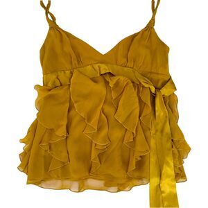 NWT BCBGMaxAzria Silk Chiffon Ruffle Cami Amber‎ Size M